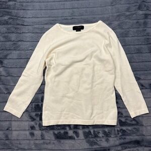 Express World Brand Stretch Cream Boat Neck Long Sleeve Sweater Womens Small